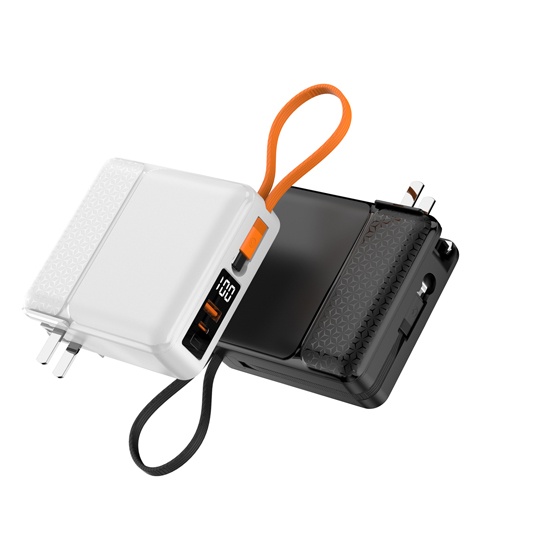 Build in cable power bank with AC plug